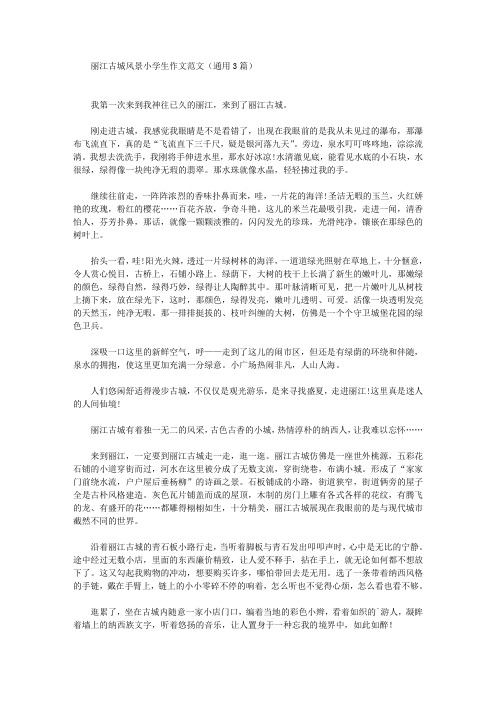 丽江古城风景小学生作文范文(通用3篇)(最新)