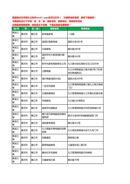 2020新版黑龙江省黑河市嫩江市数码商城工商企业公司商家名录名单联系电话号码地址大全23家