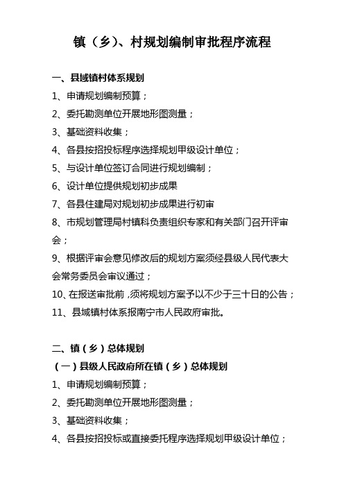 村镇科涉及村镇规划审批程序流程