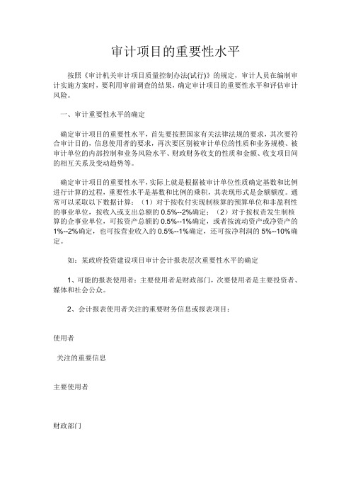 审计项目的重要性水平