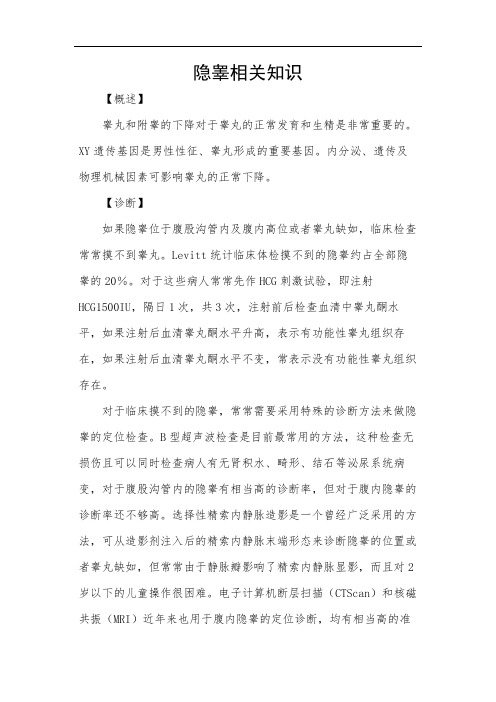 隐睾相关知识