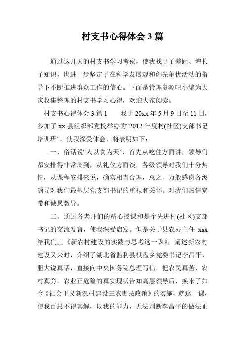 村支书心得体会3篇