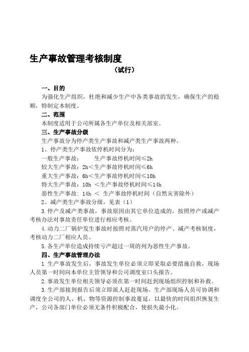 生产事故管理考核制度(试行)
