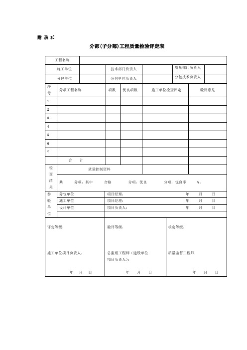 分部(子分部)工程质量检验评定表
