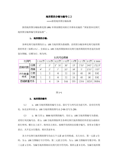 地形图的分幅与编号