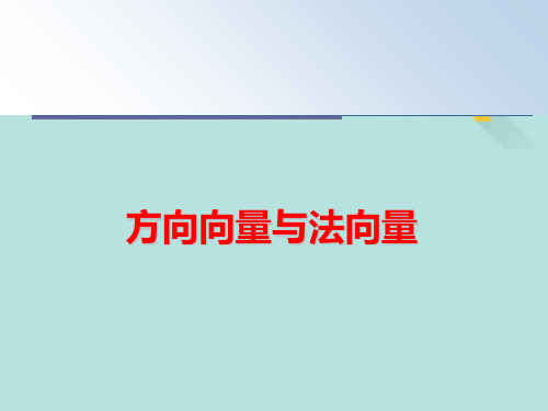 方向向量与法向量PPT优选版