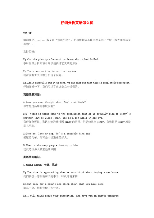 高中英语俚语习语小对话 第87期 仔细分析英语怎么说素材