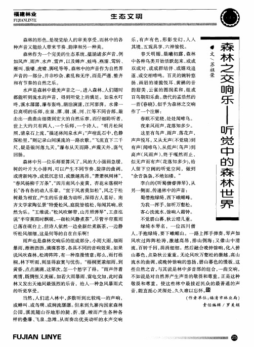森林之交响乐——听觉中的森林世界