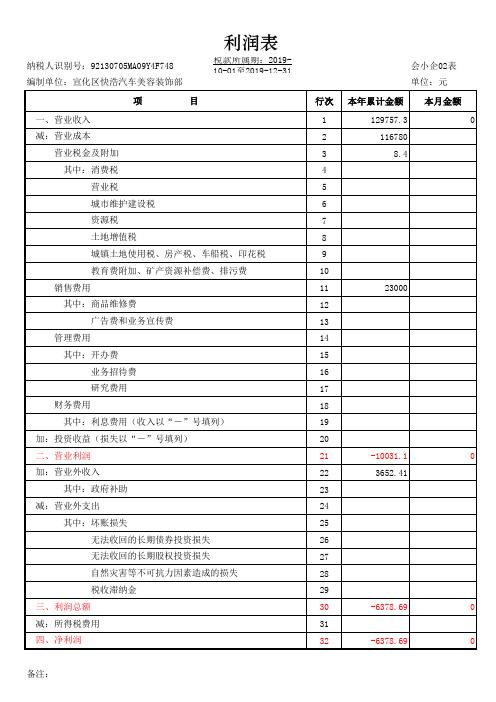 小企业财务报表模板(新)