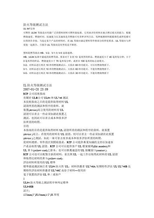 防火等级测试方法