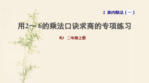 新人教版二年级数学下册第二单元阶段专练 用2～ 6的乘法口诀求商的专项练习