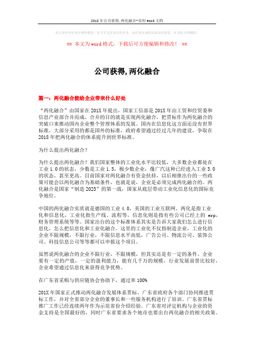 2018年公司获得,两化融合-实用word文档 (13页)