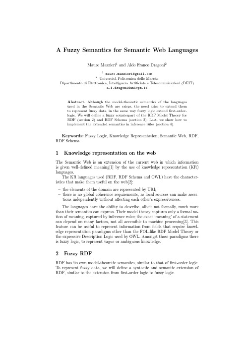 A fuzzy semantics for semantic web languages