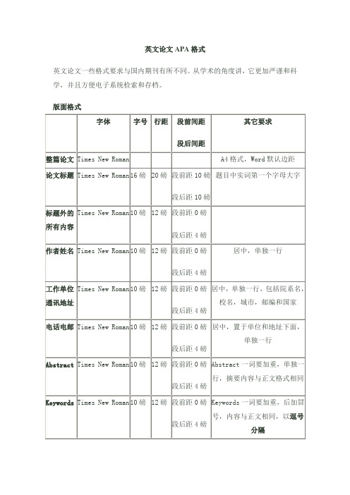 中英文论文对照格式