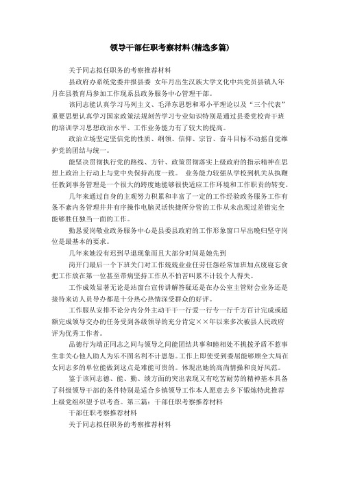领导干部任职考察材料
