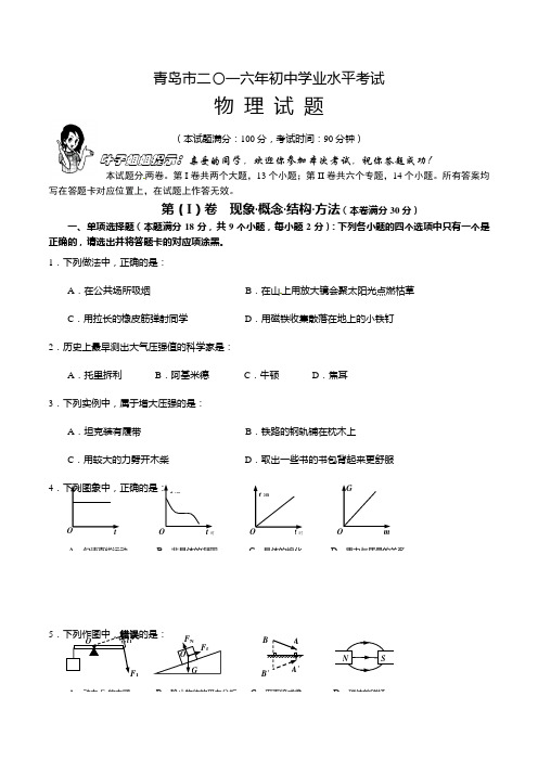 2016年青岛市中考物理试题