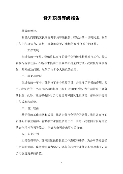 晋升职员等级报告