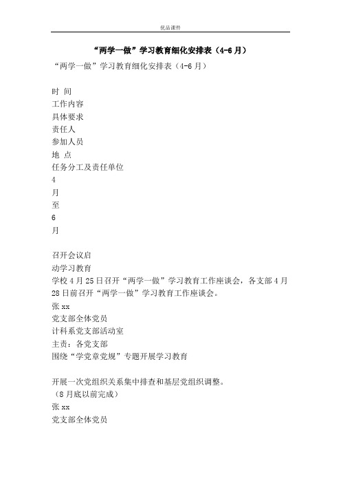 “两学一做”学习教育细化安排表(4-6月)