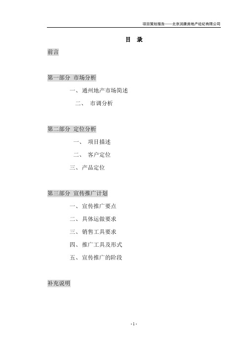 【房地产】北京市通州区一个项目的策划报告(精).doc