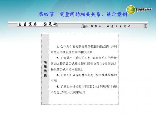 (安徽专用)2014届高考数学 第九章 第四节 变量间的相关关系、统计案例课件 文 新人教A版
