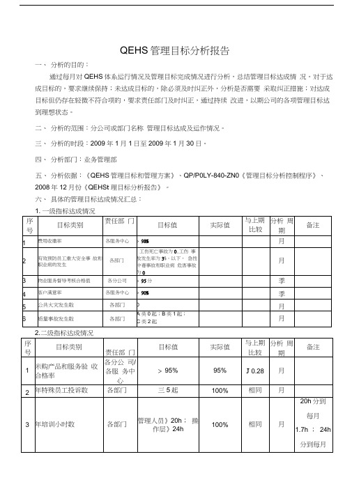 管理目标分析报告