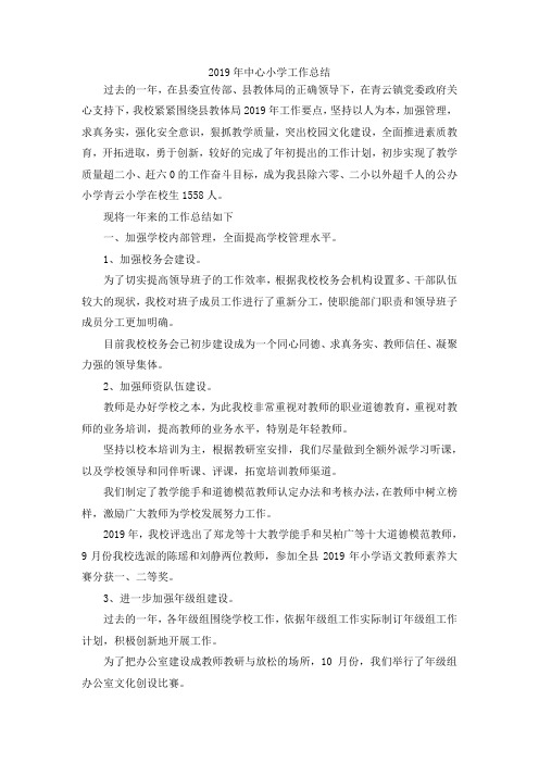 最新-2019年中心小学工作总结 精品