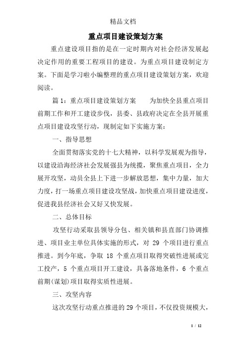 重点项目建设策划方案