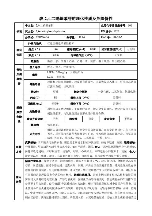 2,4-二硝基苯肼-理化性质及危险特性表