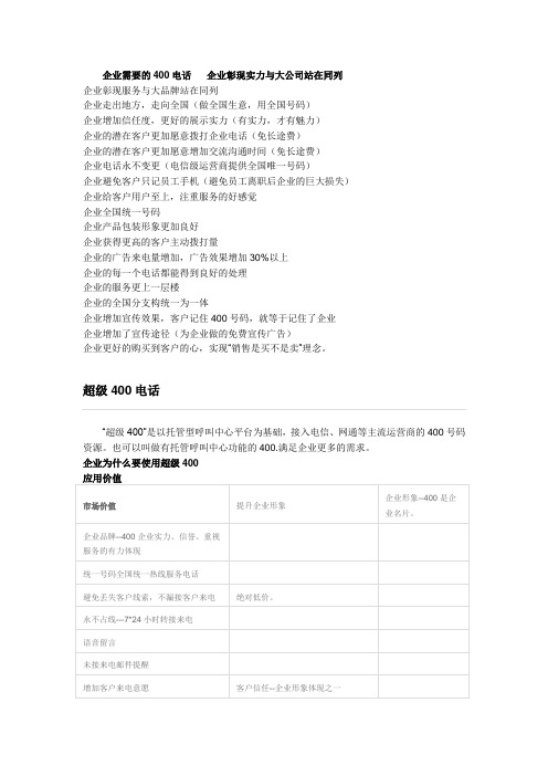 北京智联融诚通信技术有限公司推荐企业需要什么样的400电话服务？