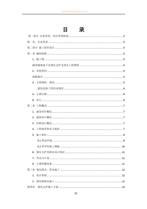 基坑降水与支护 技术标 方案