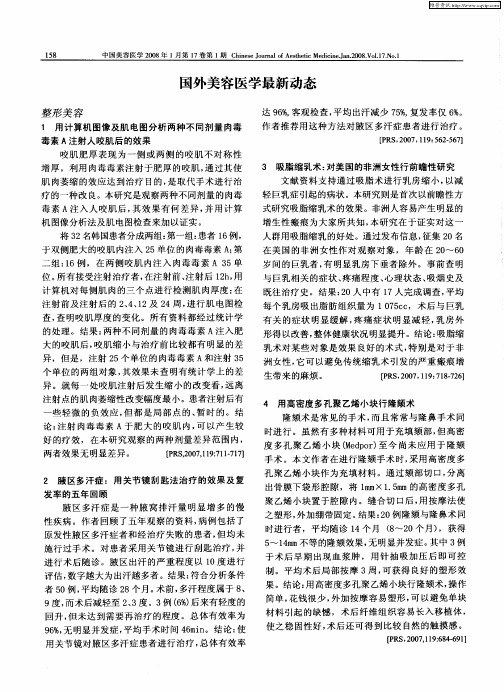 国外美容医学最新动态
