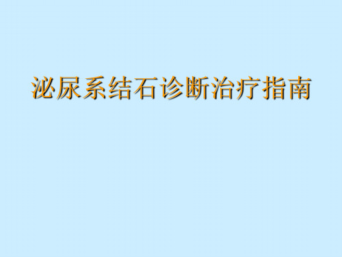 泌尿系结石诊断治疗指南