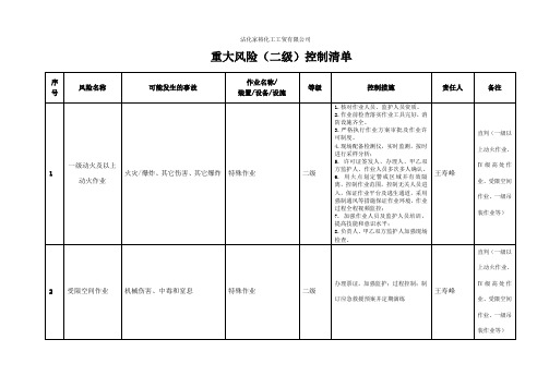 重大风险清单
