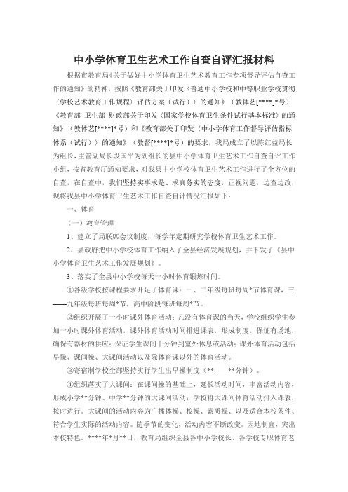 中小学体育卫生艺术工作自查自评汇报材料