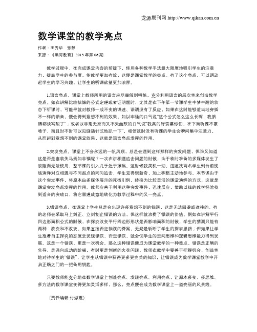 数学课堂的教学亮点