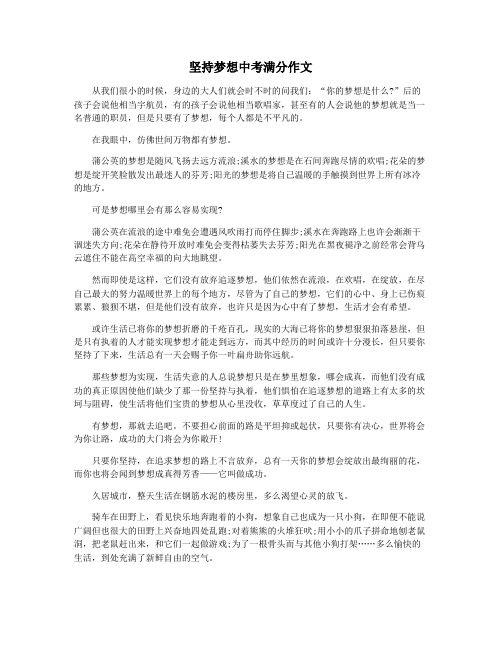 坚持梦想中考满分作文