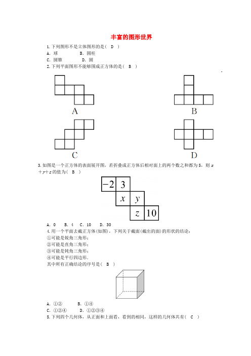 七年级数学上册 专题复习 第一章 丰富的图形世界 (新版)北师大版