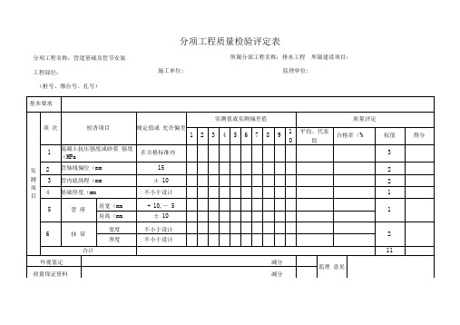 分项工程质量评定表