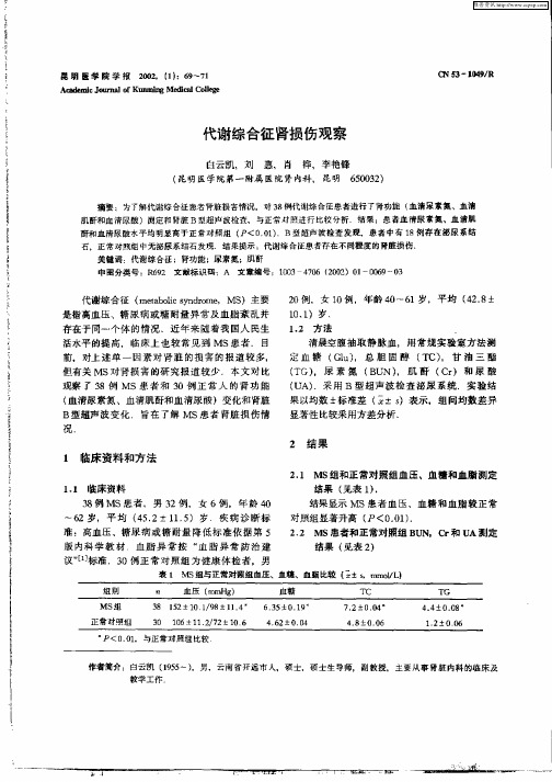 代谢综合征肾损伤观察