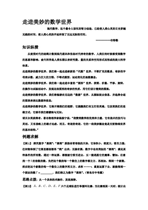 培优七年级第1讲——走进美妙的数学世界