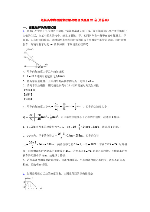 最新高中物理图像法解决物理试题题20套(带答案)