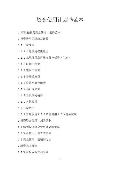 资金使用计划书范本