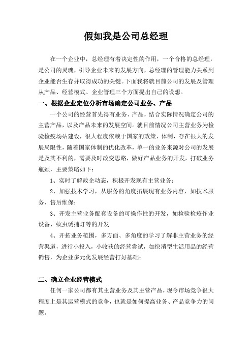 假如我是公司总经理