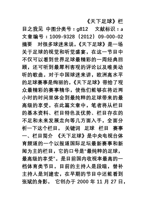 《天下足球》栏目之我见