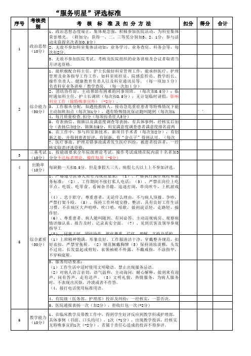 服务明星考核标准