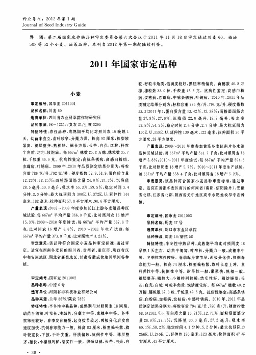 2011年国家审定品种