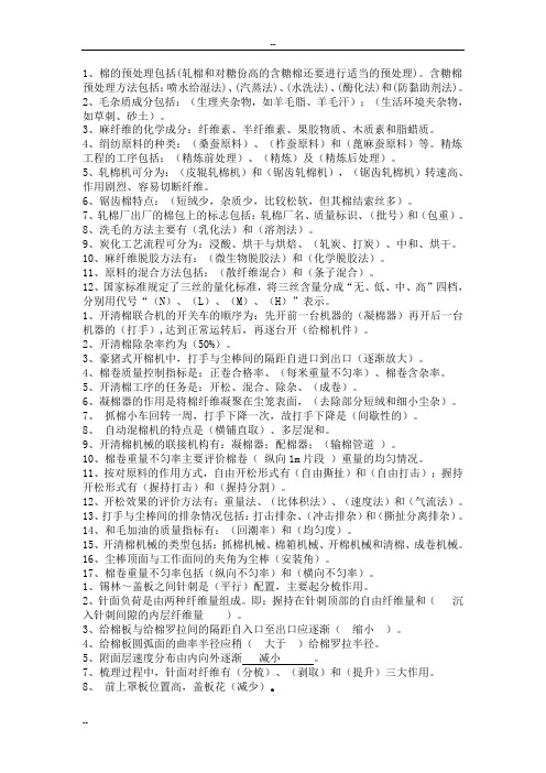 纺纱学(重点)[1]