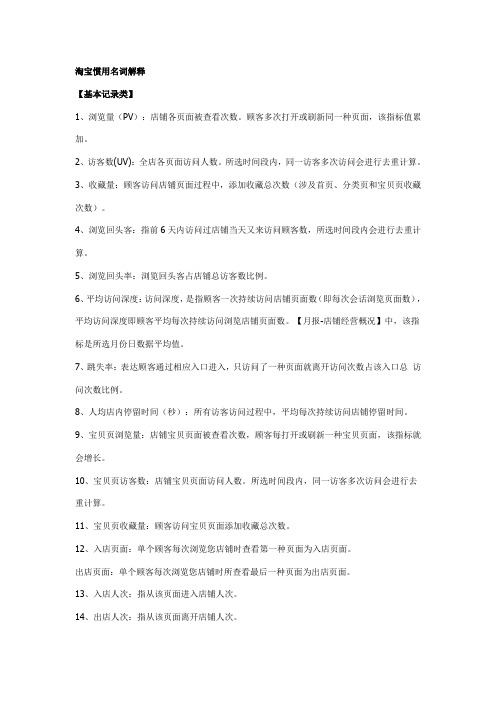 2021年淘宝常用名词解释