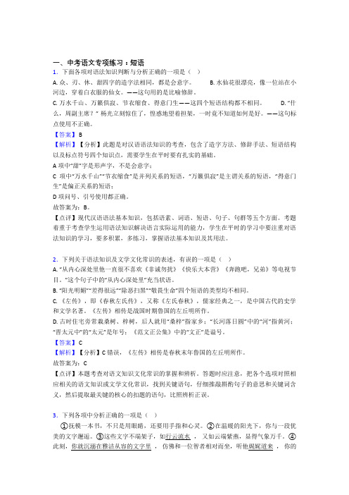 部编初中中考 语文 短语题及解析
