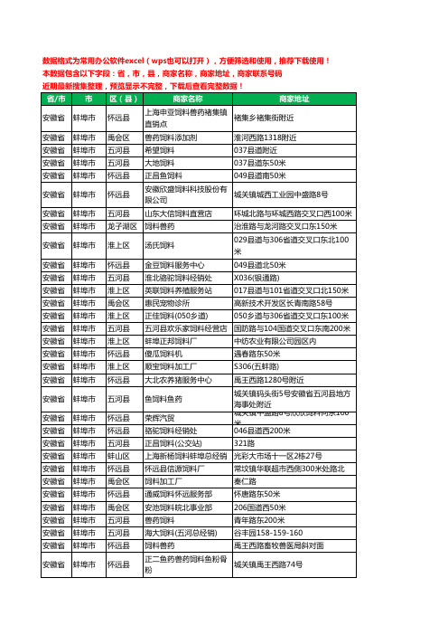 2020新版安徽省蚌埠市饲料工商企业公司商家名录名单黄页联系电话号码地址大全77家